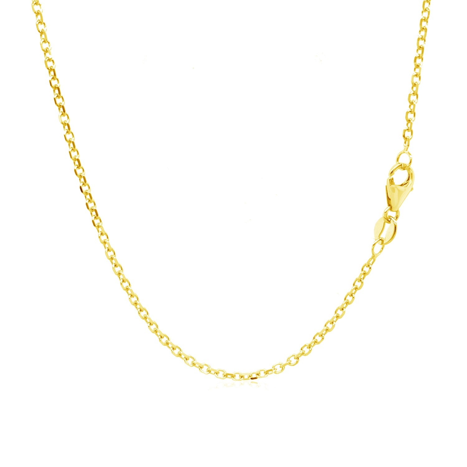 14k Yellow Gold Adjustable Cable Chain (1.50 mm) in a sleek high-contrast midnight luxury editorial style